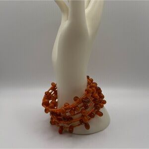 Orange Beaded Coil Bracelet